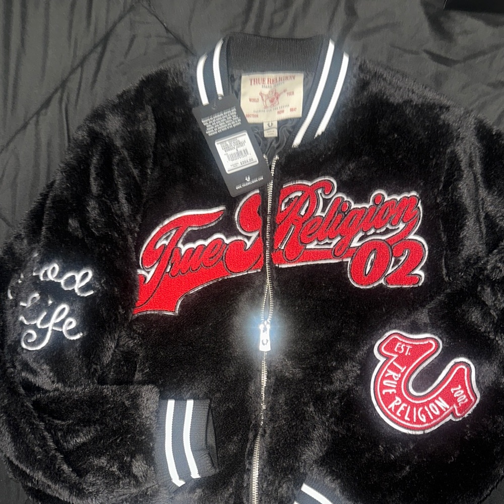 True Religion Black Jacket with Red Accents